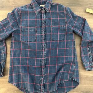 Faherty Blue and Red Plaid Shirt